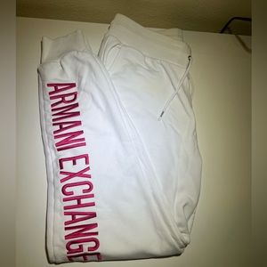 Women’s Armani exchange joggers pants size S white and pink great condition